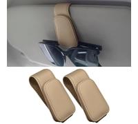 SKNFFF Lot de 2 Porte-Lunettes Pare-Soleil de Voiture pour Porsche Macan 2014-2022 2023 2024, Support pour Lunettes de Soleil/Clip pour Carte de Ticket,Beige