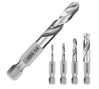 Sknrlko Lot de 5 forets à tige hexagonale 1/4 Stubby - Ensemble de forets à angle droit pour métal - M2 - Court - Acier pour mandrin à changement