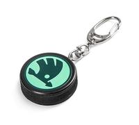 Skoda 6U0087011A Porte-clés Logo Emblème Pendentif en caoutchouc dur Forme : palet de hockey sur glace Vert/noir, Noir, Taille unique, Classique