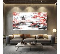 SKOEUI Grand Impression Sur Toile Paysage De Pagode Japonaise Rouge Tableau Decoration Murale Salon 70x140 cm Chambre Toile Decoration Murale, Sans Cadre