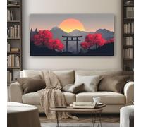 SKOEUI Grand Japonais Portail Torii Tableau Decoration Murale Salon Paysage Montagne Impression sur Toile 80x160 cm Peinture sur Toile Sans Cadre pour Chambre Cuisine Bureau Horizontal Poster Mural