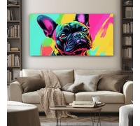 SKOEUI Impression sur Toile Bouledogue Français Pop Art Tableau Decoration Murale Street Art Animal Sans Cadre Art Mural Moderne pour Salon Chambre Couloir, Idée Cadeau Élégante 70x140 cm