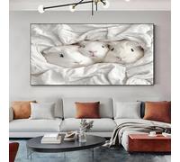 SKOEUI Impression sur Toile Cochon D'Inde avec Cadre en Bois Blanc Tableau Decoration Murale pour Salon, Bureau ou Couloir, Prêt à Accrocher 50x100 cm