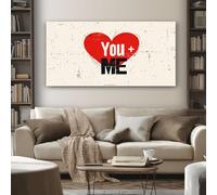 SKOEUI Impression Sur Toile Cœur Grunge Tableau Decoration Murale Salon Typographie Amour Prêt à Accrocher avec Cadre en Bois 50x100 cm Peinture Sur Toile pour Chambre Cuisine Bureau