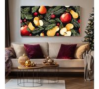 SKOEUI Impression sur Toile Festif Fruits Tableau Decoration Murale Botanique Sapin Sans Cadre Art Mural Moderne pour Salon Chambre Couloir, Idée Cadeau Élégante 70x140 cm