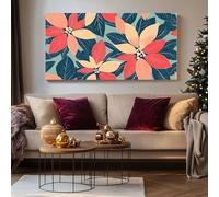 SKOEUI Impression sur Toile Floral Poinsettia Tableau Decoration Murale Botanique Feuilles Sans Cadre Art Mural Moderne pour Salon Chambre Couloir, Idée Cadeau Élégante 70x140 cm