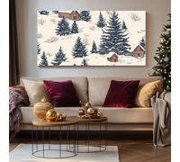 SKOEUI Impression sur Toile Hivernal Paysage Tableau Decoration Murale Nordique Sapin Sans Cadre Art Mural Moderne pour Salon Chambre Couloir, Idée Cadeau Élégante 70x140 cm