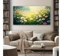 SKOEUI Impression sur Toile Impressionniste Pâquerette Tableau Decoration Murale Fleur Sauvage Sans Cadre Art Mural Moderne pour Salon Chambre Couloir, Idée Cadeau Élégante 70x140 cm