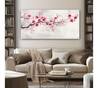 SKOEUI Impression sur Toile Japonais Fleur de Cerisier 60x120 cm Sans Cadre Decoration Murale Aquarelle Branche Peinture Moderne pour Decoration Salon Chambre Cuisine Poster Mural