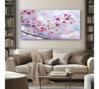 SKOEUI Impression Sur Toile Japonais Fleurs de Cerisier Tableau Decoration Murale Salon 60x120 cm 1 Pièce Tableau Decoration Murale Floral Pétale Peinture Sur Toile Chambre, Sans Cadre