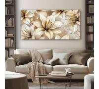 SKOEUI Impression sur Toile Lys Floral Tableau Decoration Murale Paillettes de Luxe Sans Cadre Art Mural Moderne pour Salon Chambre Couloir, Idée Cadeau Élégante 80x160 cm