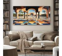 SKOEUI Impression Sur Toile Marocain Architecture Tableau Decoration Murale Salon 80x160 cm 1 Pièce Tableau Decoration Murale Oriental Carreaux Peinture Sur Toile Chambre, Sans Cadre