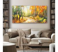 SKOEUI Impression sur Toile Paysage Forêt Tableau Decoration Murale Impressionniste Automne Sans Cadre Art Mural Moderne pour Salon Chambre Couloir, Idée Cadeau Élégante 70x140 cm