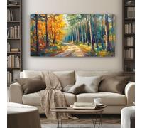 SKOEUI Impression sur Toile Paysage Forêt Tableau Decoration Murale Impressionniste Automne Sans Cadre Art Mural Moderne pour Salon Chambre Couloir, Idée Cadeau Élégante 70x140 cm