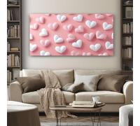 SKOEUI Impression Sur Toile Romantique Cœurs Tableau Decoration Murale Salon 3D Symbole d'Amour Prêt à Accrocher avec Cadre en Bois 50x100 cm Peinture Sur Toile pour Chambre Cuisine Bureau