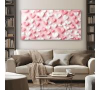 SKOEUI Impression Sur Toile Romantique Cœurs Tableau Decoration Murale Salon 3D Symbole d'Amour Prêt à Accrocher avec Cadre en Bois 50x100 cm Peinture Sur Toile pour Chambre Cuisine Bureau