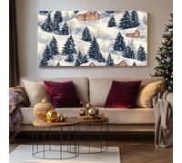 SKOEUI Impression sur Toile Scandinave Forêt Tableau Decoration Murale Chaleureux Cabane Sans Cadre Art Mural Moderne pour Salon Chambre Couloir, Idée Cadeau Élégante 70x140 cm