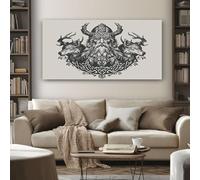 SKOEUI Impression Sur Toile Viking Loup Sans Cadre 60x120 cm