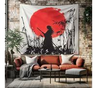 SKOEUI Japonais Samouraï Tapisserie Murale 230 x 210 cm, Lavis Soleil Tenture Murale Tapisserie Tissu, pour Décoration de Chambre à Coucher, Tenture et Art Mural