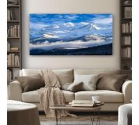 SKOEUI Moderne Impression Sur Toile Paysage Naturel Montagne Enneigée Tableau Decoration Murale Hiver Neige 70x140 cm Decoration Murale Salon Chambre Cuisine Horizontal Tableau Deco, Sans Cadre