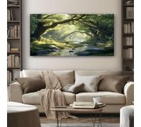 SKOEUI Naturel Forêt Tableau Decoration Murale Salon 50x100 cm Paysage Rivière Impression sur Toile Sans Cadre Tableau Moderne pour Chambre Cuisine Bureau Affiche Décoratifs Muraux