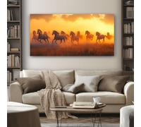 SKOEUI Sans Cadre Animal Cheval Impression sur Toile 60x120 cm Tableau Decoration Murale Paysage Coucher du Soleil pour Salon Chambre Cuisine, Grande Affiche Decoration Murale