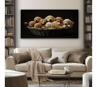 SKOEUI Sans Cadre Animal Chiot Impression sur Toile 60x120 cm Tableau Decoration Murale Animal de compagnie Golden Retriever pour Salon Chambre Cuisine, Grande Affiche Decoration Murale