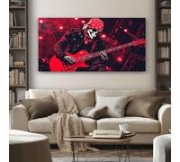 SKOEUI Sans Cadre Gothique Squelette Impression sur Toile 60x120 cm Tableau Decoration Murale Musique Guitare pour Salon Chambre Cuisine, Grande Affiche Decoration Murale