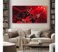 SKOEUI Sans Cadre Gothique Squelette Impression sur Toile 60x120 cm Tableau Decoration Murale Musique Guitare pour Salon Chambre Cuisine, Grande Affiche Decoration Murale