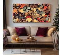 SKOEUI Tableau Decoration Murale Salon Feuille d'Automne Impression sur Toile Baie des Bois Grande Affiche Peinture pour Maison Appartement Bureau 50x100 cm, Sans Cadre