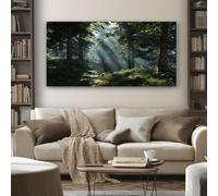 SKOEUI Tableau Decoration Murale Salon Forêt Naturelle Impression sur Toile Paysage Rayon de Soleil Grande Affiche Peinture pour Maison Appartement Bureau 50x100 cm, Sans Cadre