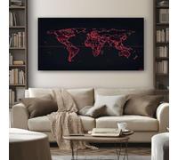 SKOEUI Tableau Decoration Murale Salon Tech Carte du Monde Impression sur Toile Numérique Globe Grande Affiche Peinture pour Maison Appartement Bureau 50x100 cm, Sans Cadre