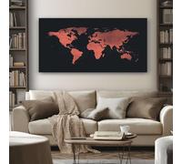 SKOEUI Tableau Decoration Murale Vintage Carte du Monde Impression Sur Toile Rétro Terre avec Cadre Tableau Peinture Abstrait pour Salon Cuisine Chambre Poster Décoratif Grande Taille 70x140 cm