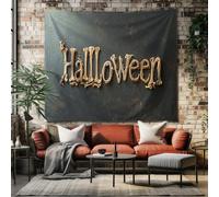 SKOEUI Tapisserie Halloween Os Grande Tenture Murale, Décoration Gothique Mots pour Méditation, Chambre, Salon Tissu Mural Esthétique 150x130 cm