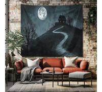 SKOEUI Tapisserie Horreur Maison Grande Tenture Murale, Décoration Mystique Lune pour Méditation, Chambre, Salon Tissu Mural Esthétique 150x130 cm