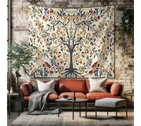 SKOEUI Tapisserie Murale Art Populaire Arbre de Vie Tenture Murale Botanique Fleur Grande Taille Art Mural Peinture Multicolore pour Décoration Salon Chambre 150x130 cm