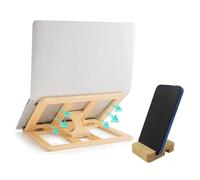 Skoioje Support en Bois pour Ordinateur Portable - Pliable - Réglable - Universel avec plusieurs angles pour ordinateurs portables
