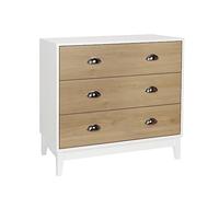 Skokliz Commode Blanche avec 3 tiroirs, Buffet, Moderne, pour Salon, Chambre à Coucher, Couloir, Grand Espace de Rangement, Convient pour Organiser Les vêtements, 80 x 40 x 76 cm