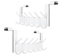 SKOLOO Crochet de porte à suspendre avec 6 crochets, crochet de porte en métal à l'intérieur - 2 crochets de porte pour porte-serviettes, manteaux, blanc