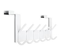 SKOLOO Crochet de porte à suspendre avec 6 crochets en métal - Crochet de porte intérieur - Porte-serviettes - Manteaux - Blanc