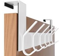 SKOLOO Crochet de porte blanc, porte-manteau de porte pour entrée, porte-serviette pour salle de bain, crochet de porte en acier inoxydable pour accrocher un sac à dos, une veste, un peignoir