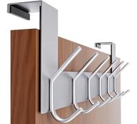 SKOLOO Crochet de Porte en Acier Inoxydable pour Suspendre Manteaux, Peignoirs, vêtements, Chapeaux, 1 Pack, Argenté, 1