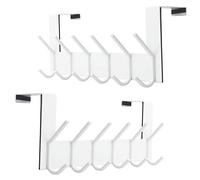 SKOLOO Crochet de porte, Lot de 2, porte-manteau en métal, 6 Acier inoxydable crochets pour suspendre manteaux, peignoirs, chapeaux, carrés, blanc