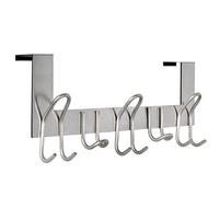 SKOLOO Crochets de porte - pour portes jusqu'à 4,5 cm d'épaisseur, crochet de porte en métal avec 11 crochets, crochet de porte pour manteaux, chapeaux, serviettes, argenté