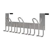 SKOLOO Crochets de porte - pour portes jusqu'à 4,5 cm d'épaisseur, crochet de porte en métal avec 9 crochets, crochet de porte pour manteaux, chapeaux, serviettes, argenté