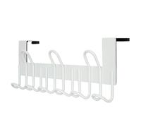 SKOLOO Crochets de porte - pour portes jusqu'à 4,5 cm d'épaisseur, crochet de porte en métal avec 9 crochets, crochet de porte pour manteaux, chapeaux, serviettes, blanc