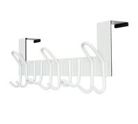 SKOLOO Lot de 2 crochets de porte en métal avec 11 crochets pour portes jusqu'à 4,5 cm d'épaisseur, pour manteaux, chapeaux, serviettes, blanc