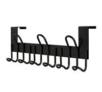 SKOLOO Lot de 2 crochets de porte en métal avec 9 crochets pour portes jusqu'à 4,5 cm d'épaisseur, pour manteaux, chapeaux, serviettes, noir