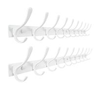 SKOLOO Lot de 2 porte-manteaux muraux robustes en acier inoxydable pour manteaux, vestes, vêtements, chapeaux - Blanc