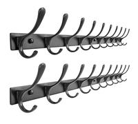 SKOLOO Lot de 2 porte-manteaux muraux robustes en acier inoxydable pour suspendre manteau, veste, vêtements, chapeau, noir